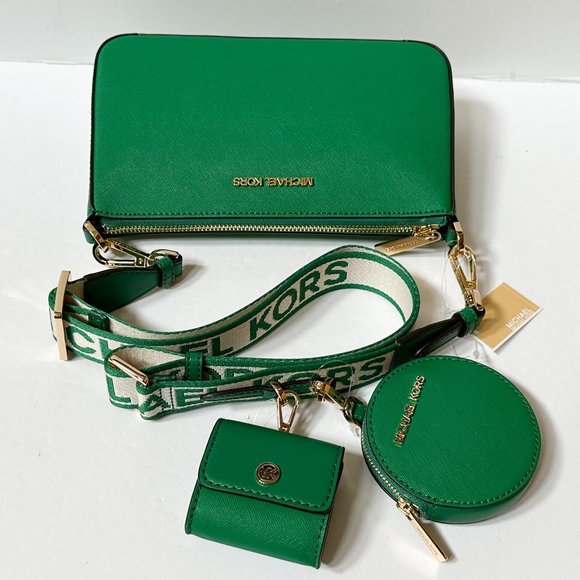 MICHAEL KORS JET SET TRAVEL SMALL CROSSBODY BAG WITH TECH PALMETTO GREEN - Picture 7 of 12